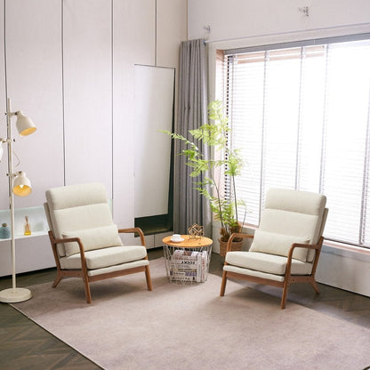 Fauteuil de loisirs à dossier haut avec accoudoirs en bois massif, fauteuil d'appoint.