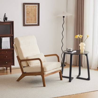 Fauteuil de loisirs à dossier haut avec accoudoirs en bois massif, fauteuil d'appoint.