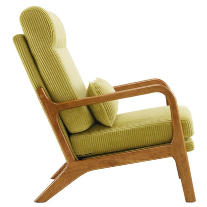 Fauteuil de loisirs à dossier haut avec accoudoirs en bois massif, fauteuil d'appoint.