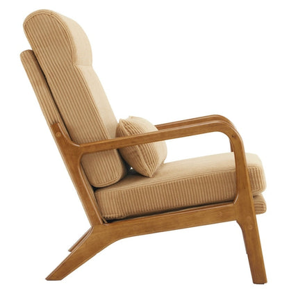 Fauteuil de loisirs à dossier haut avec accoudoirs en bois massif, fauteuil d'appoint.
