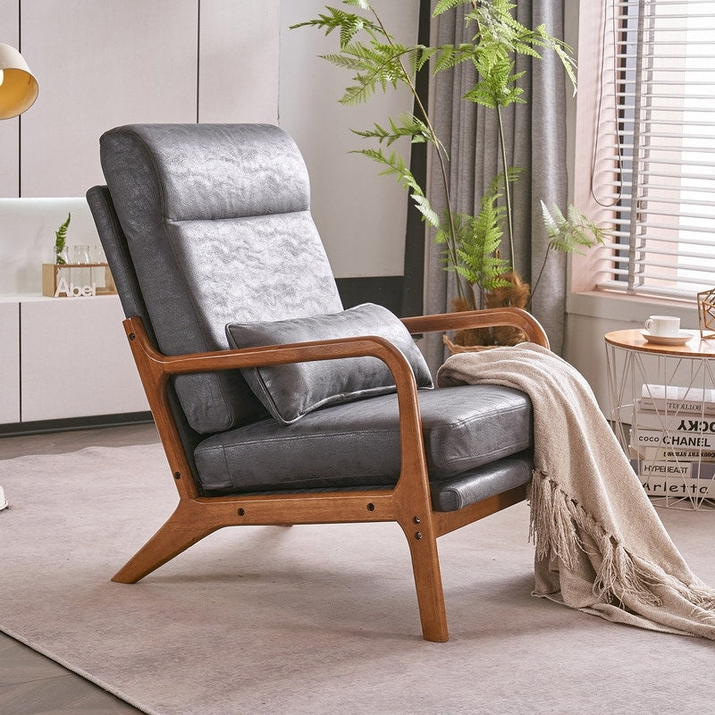 Fauteuil de loisirs à dossier haut avec accoudoirs en bois massif, fauteuil d'appoint.