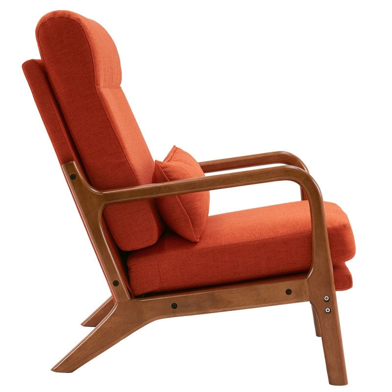 Fauteuil de loisirs à dossier haut avec accoudoirs en bois massif, fauteuil d'appoint.