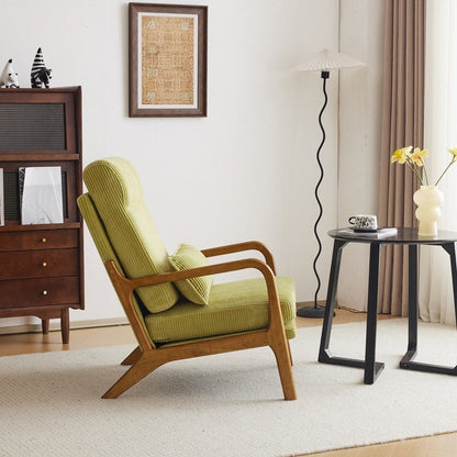 Fauteuil de loisirs à dossier haut avec accoudoirs en bois massif, fauteuil d'appoint.