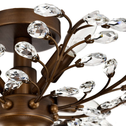 Holly, plafonnier à 4 lumières avec feuilles de cristal