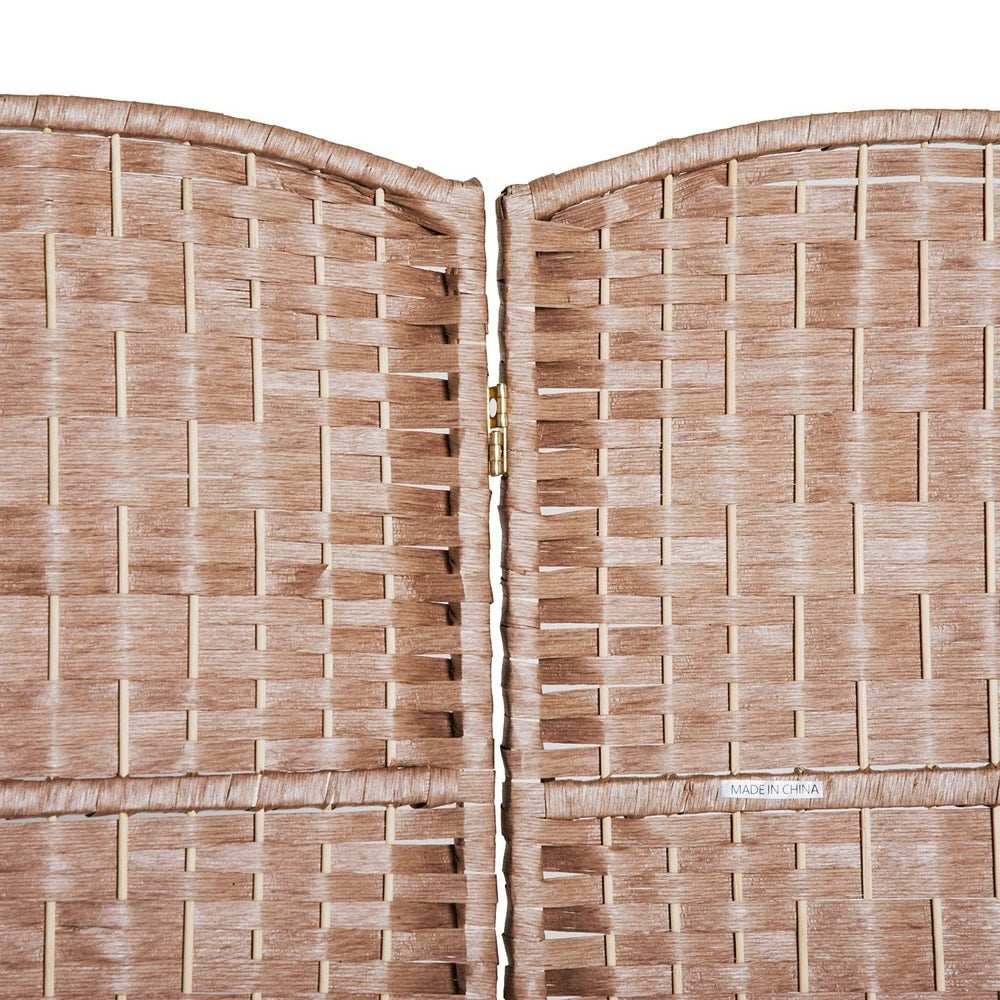 Paravent de séparation de pièce en osier tressé à six panneaux, hauteur 6 pieds, HomCom - Bois blond naturel