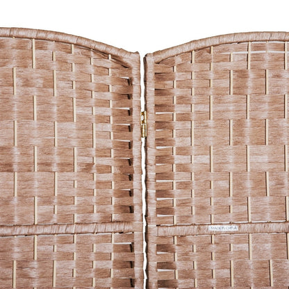 Paravent de séparation de pièce en osier tressé à six panneaux, hauteur 6 pieds, HomCom - Bois blond naturel