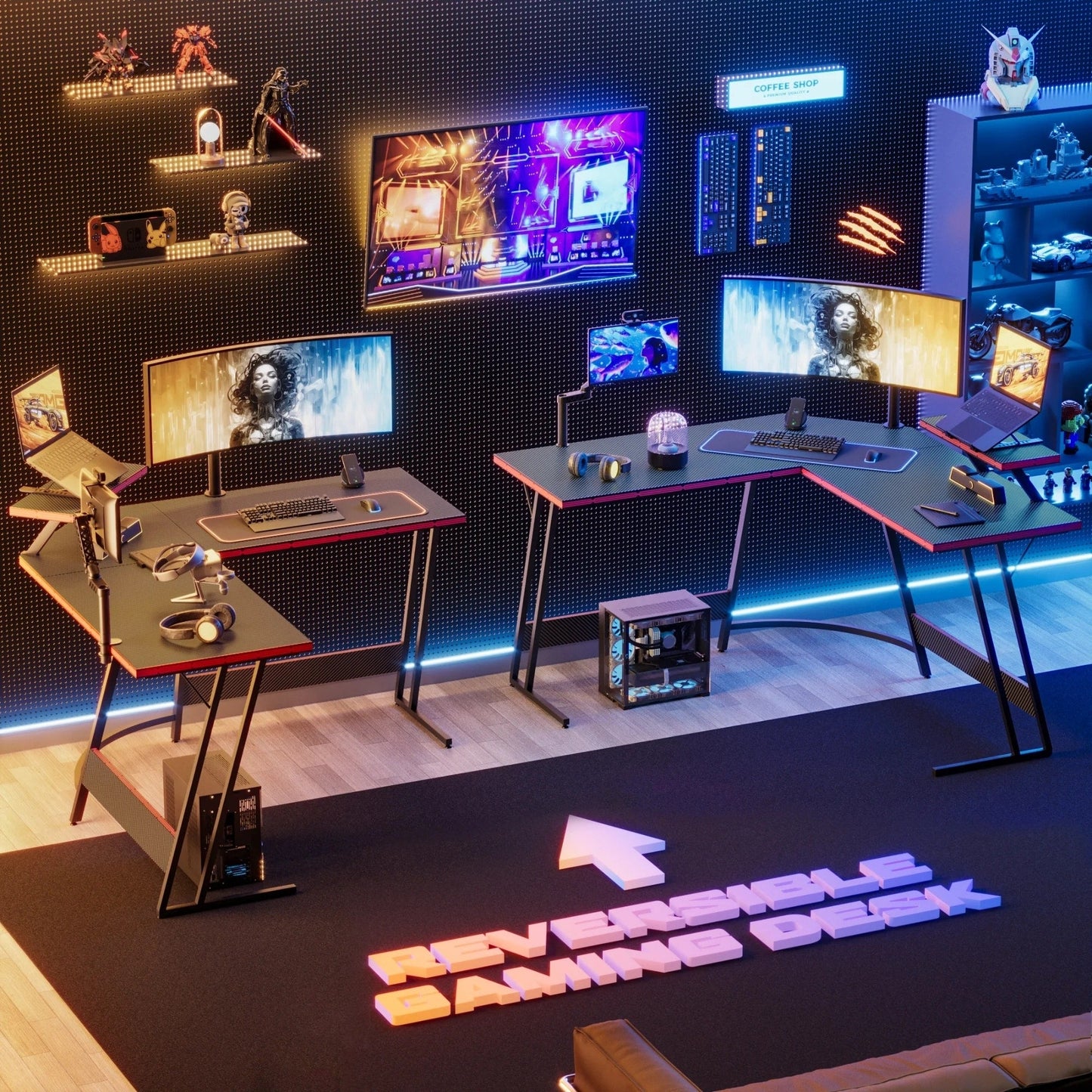 Homall L-Shaped Gaming Desk Computer Corner Desk Office Writing Desk