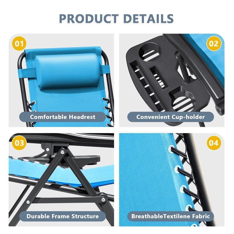 Homall Patio Zero Gravity Chair Lawn Lounge Chair with Pillow Set of 2