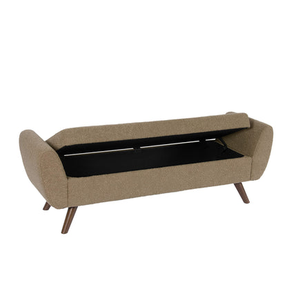 HomePop Banc de rangement moderne en sherpa avec pieds en bois