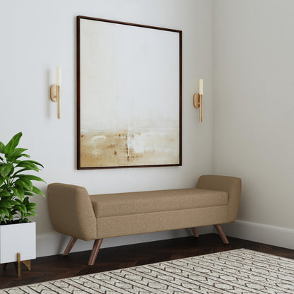 HomePop Banc de rangement moderne en sherpa avec pieds en bois