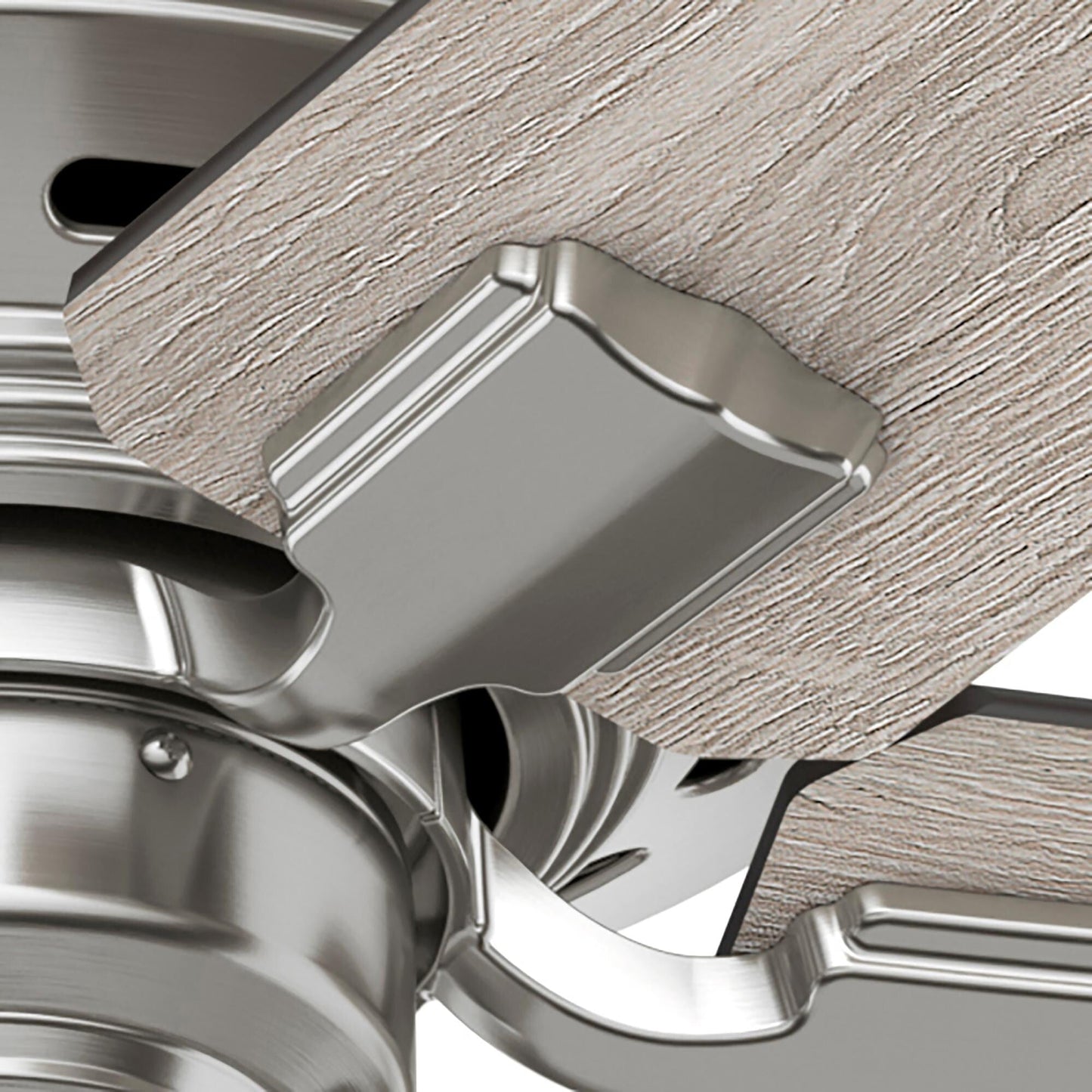 Ventilateur de plafond Hunter 44 Altidore en nickel brossé avec kit d'éclairage LED, cordon à tirer - Style rustique, champêtre, transitionnel