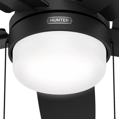 Ventilateur de plafond Hunter 52 Anisten à profil bas avec éclairage LED et cordon d'actionnement - Style moderne, contemporain, transitionnel