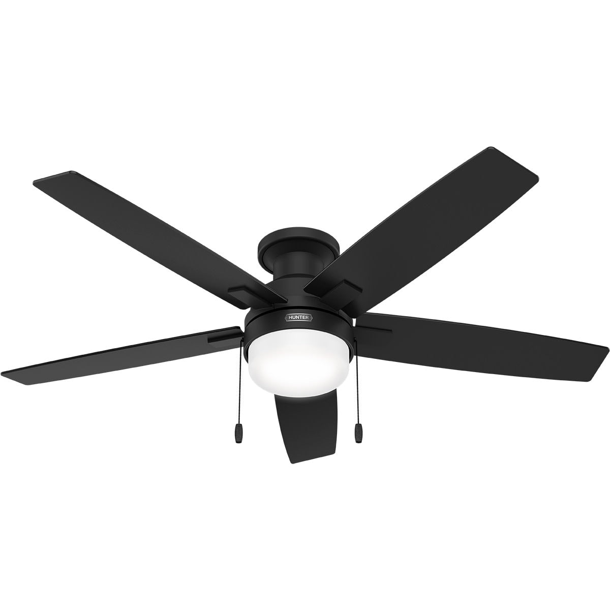 Ventilateur de plafond Hunter 52 Anisten à profil bas avec éclairage LED et cordon d'actionnement - Style moderne, contemporain, transitionnel