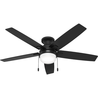 Ventilateur de plafond Hunter 52 Anisten à profil bas avec éclairage LED et cordon d'actionnement - Style moderne, contemporain, transitionnel