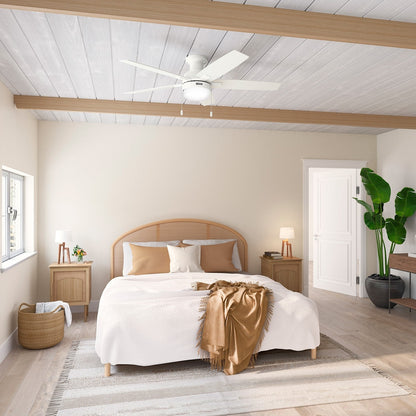 Ventilateur de plafond Hunter 52 Anisten à profil bas avec éclairage LED et cordon d'actionnement - Style moderne, contemporain, transitionnel