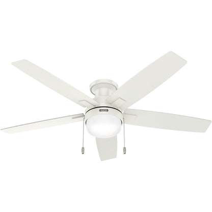 Ventilateur de plafond Hunter 52 Anisten à profil bas avec éclairage LED et cordon d'actionnement - Style moderne, contemporain, transitionnel
