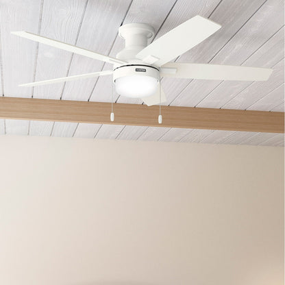 Ventilateur de plafond Hunter 52 Anisten à profil bas avec éclairage LED et cordon d'actionnement - Style moderne, contemporain, transitionnel