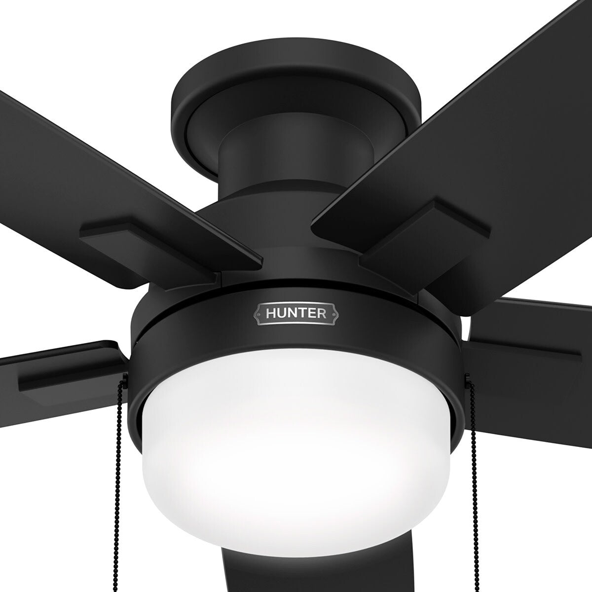 Ventilateur de plafond Hunter 52 Anisten à profil bas avec éclairage LED et cordon d'actionnement - Style moderne, contemporain, transitionnel