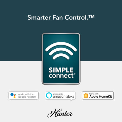 Ventilateur de plafond Hunter WiFi Whittington avec éclairage LED, télécommande - Style moulin à vent - Industriel, ferme, rustique - VENTILATEUR INTELLIGENT !