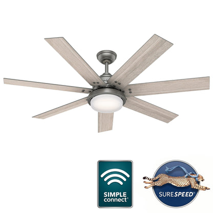 Ventilateur de plafond Hunter WiFi Whittington avec éclairage LED, télécommande - Style moulin à vent - Industriel, ferme, rustique - VENTILATEUR INTELLIGENT !