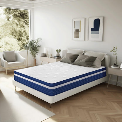 Matelas à ressorts avec surcouche moelleuse de 25 cm (10 pouces) SweDrea, fermeté moyenne, pour soulager le mal de dos et rafraîchir, certifié CertiPUR-US, SGS et OEKO-TEX.