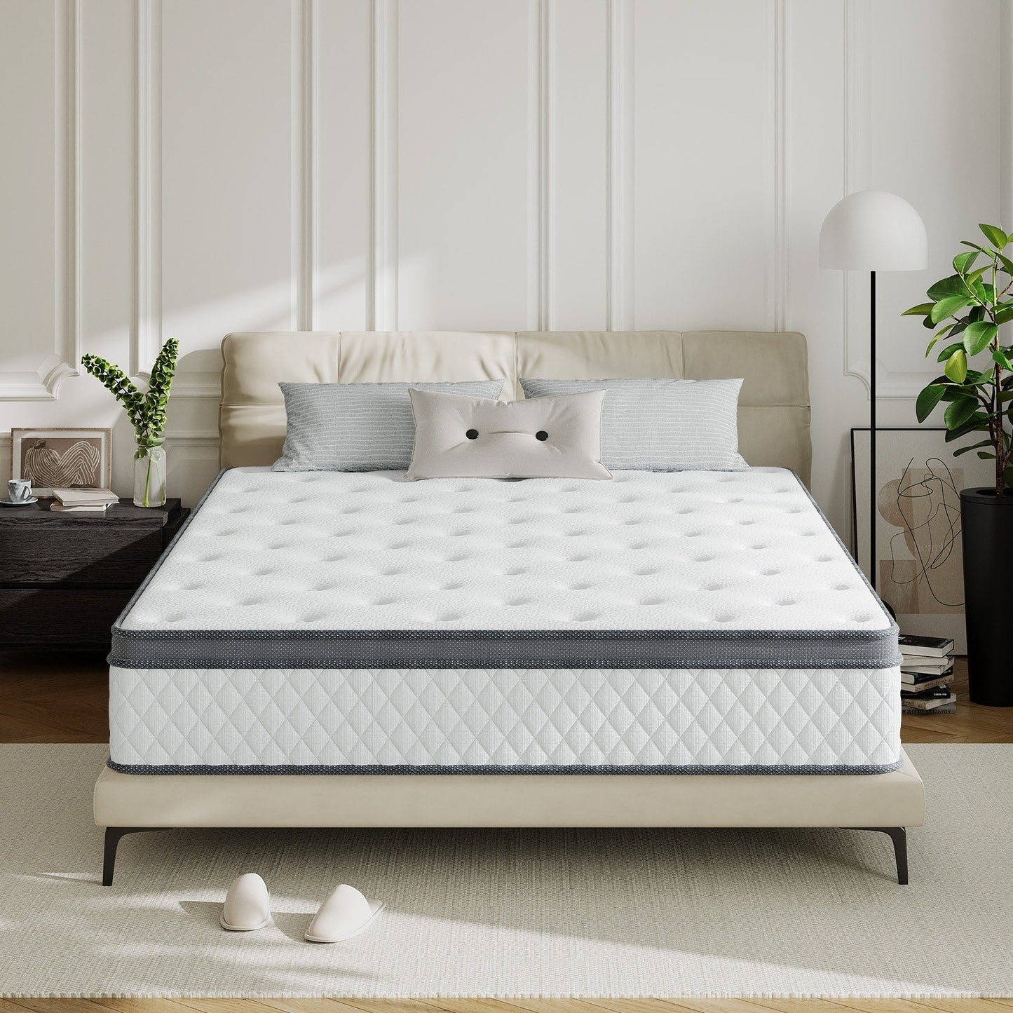 Matelas en mousse à mémoire de forme hybride SweDrea de 30 cm (12 po) à fermeté moyenne, certifié CertiPUR-US et Oeko-TEX, avec absorption au charbon de bambou.