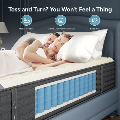 Matelas hybride double face luxueux SweDrea de 35,5 cm (14 po) – Fermeté moyenne/ferme avec les certifications CertiPUR-US, SGS et OEKO-TEX