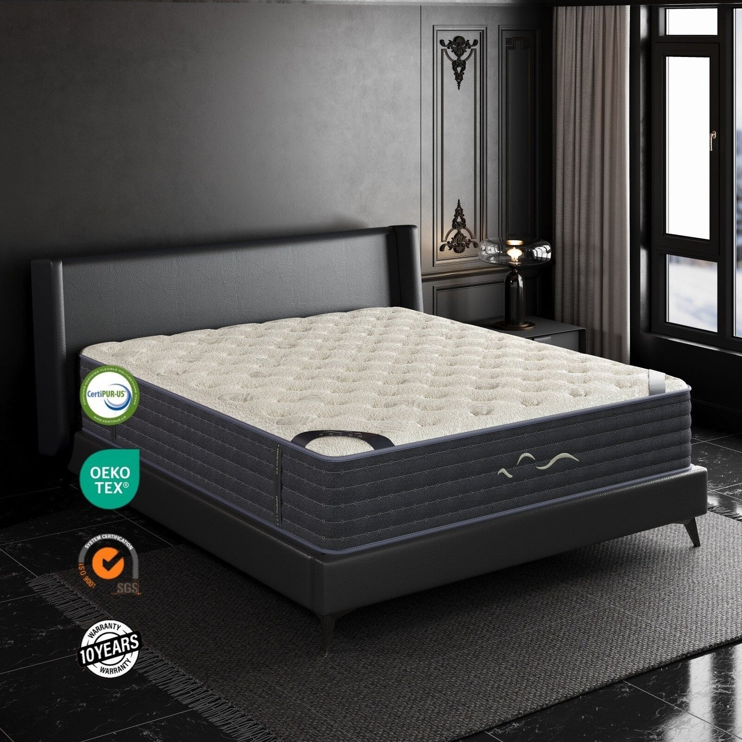 Matelas hybride double face luxueux SweDrea de 35,5 cm (14 po) – Fermeté moyenne/ferme avec les certifications CertiPUR-US, SGS et OEKO-TEX