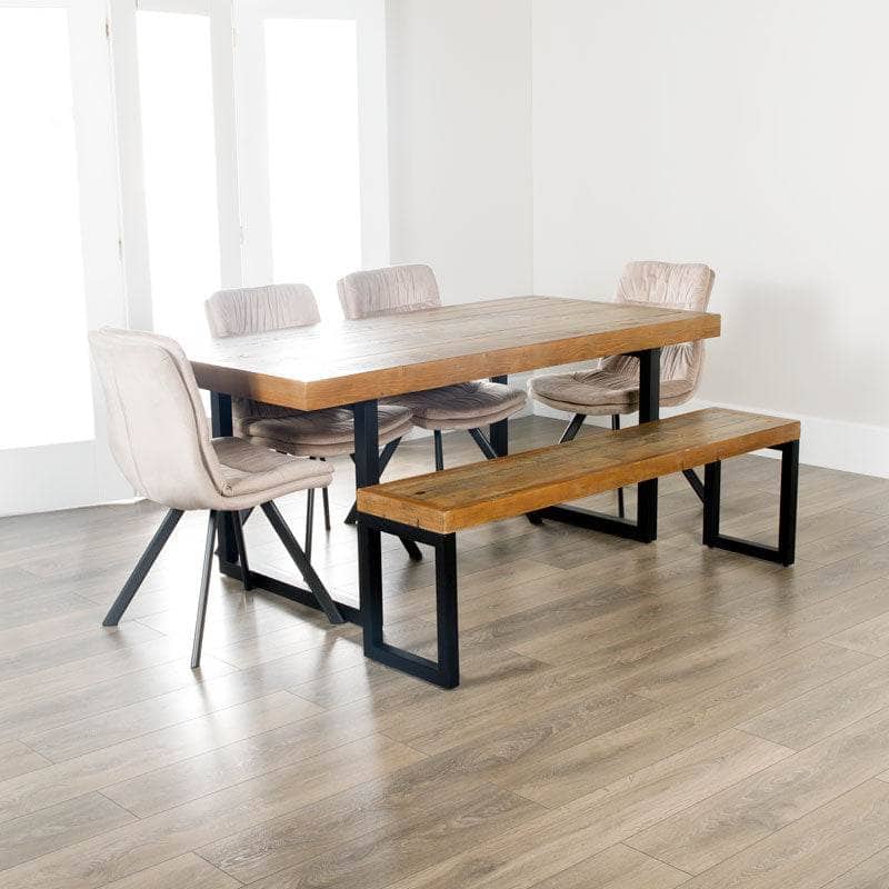 Lincoln Fixed Table Dining Set With Bench & 4 Taupe Aspen Chairs