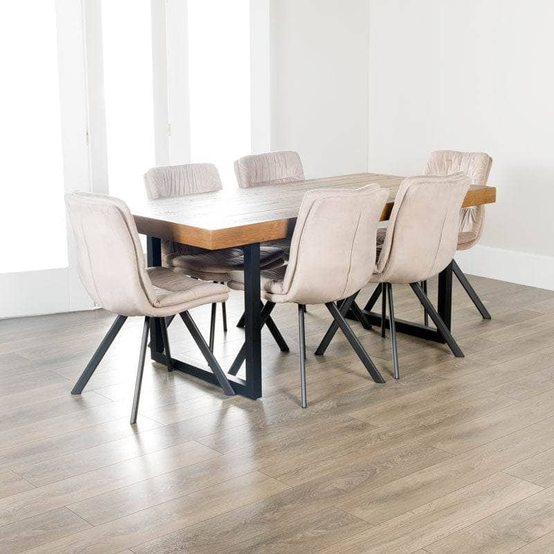 Lincoln Fixed Table & 6 Aspen Taupe Chairs