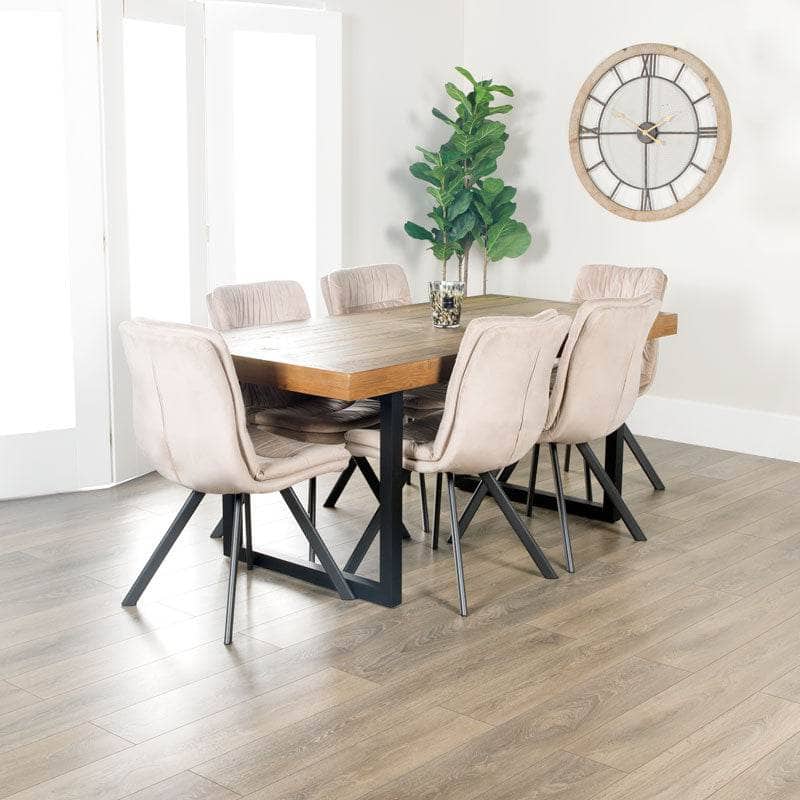 Lincoln Fixed Table & 6 Aspen Taupe Chairs