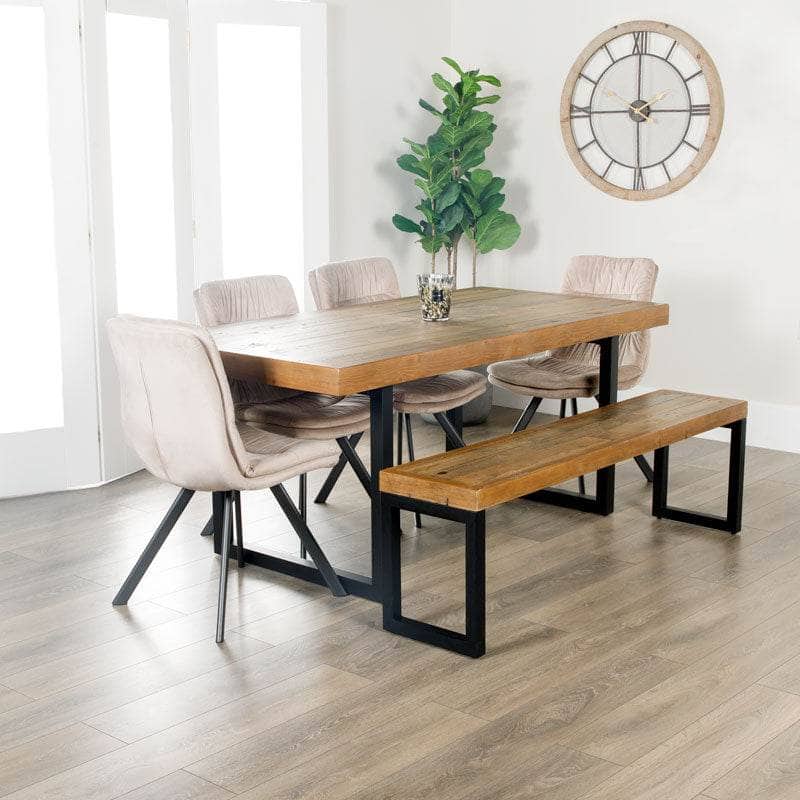 Lincoln Fixed Table Dining Set With Bench & 4 Taupe Aspen Chairs