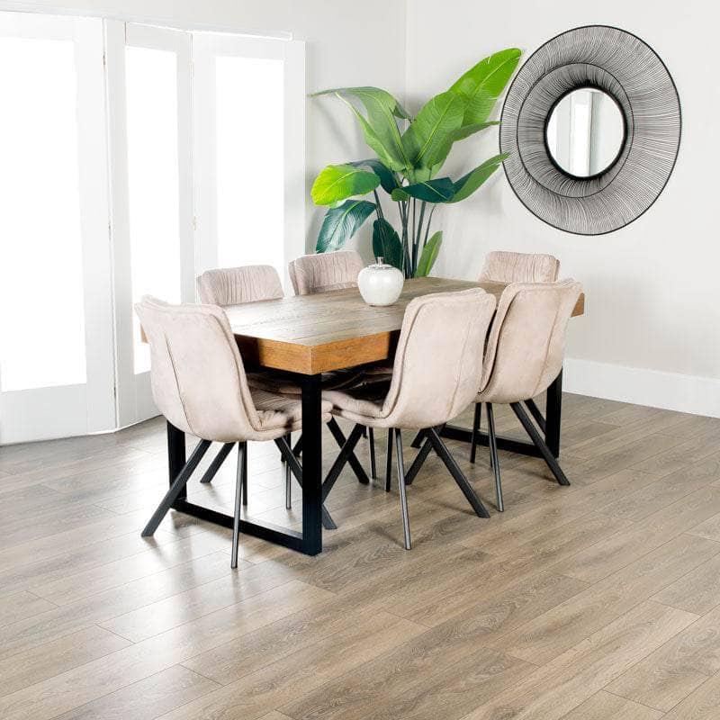 Lincoln Extendable Dining Table & 6 Taupe Aspen Chairs