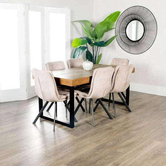Lincoln Extendable Dining Table & 6 Taupe Aspen Chairs
