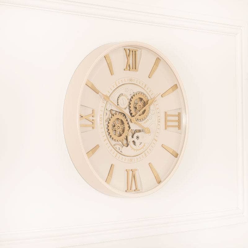 Tempered Glass Cream & Gold Wall Clock - 59cm