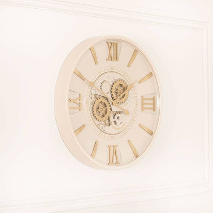Tempered Glass Cream & Gold Wall Clock - 59cm