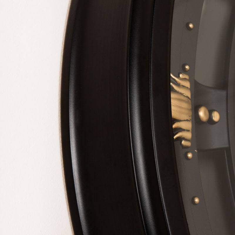 Tempered Glass Black & Gold Gears Wall Clock - 66cm