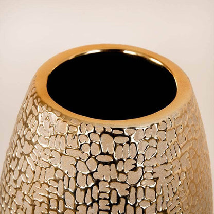 Textured Gold Ceramic Face Vase - 38cm