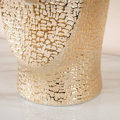 Textured Gold Ceramic Face Vase - 38cm