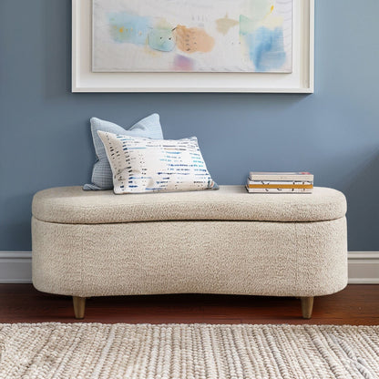 Banc de rangement incurvé à style bouclé Bailey d'INK IVY