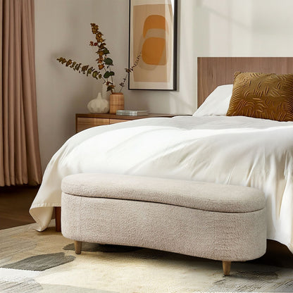 Banc de rangement incurvé à style bouclé Bailey d'INK IVY