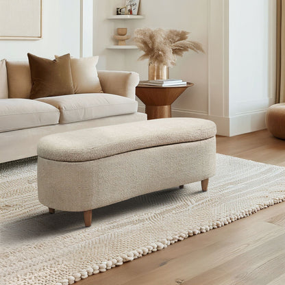 Banc de rangement incurvé à style bouclé Bailey d'INK IVY