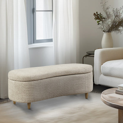 Banc de rangement incurvé à style bouclé Bailey d'INK IVY