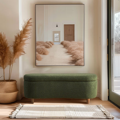 Banc de rangement incurvé à style bouclé Bailey d'INK IVY