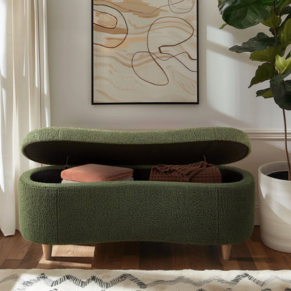 Banc de rangement incurvé à style bouclé Bailey d'INK IVY