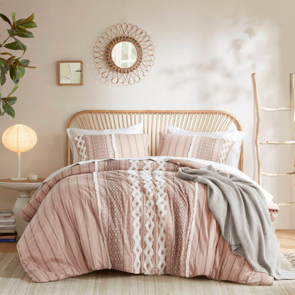 INK+IVY Imani Cotton Printed Duvet Cover Set with Chenille