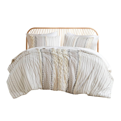 INK+IVY Imani Cotton Printed Duvet Cover Set with Chenille