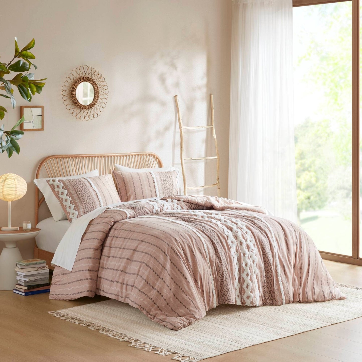 INK+IVY Imani Cotton Printed Duvet Cover Set with Chenille