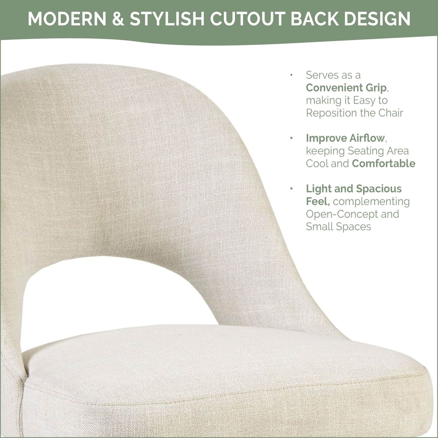 INK IVY Nola Chaises de salle à manger rembourrées avec dossier ajouré (lot de 2)