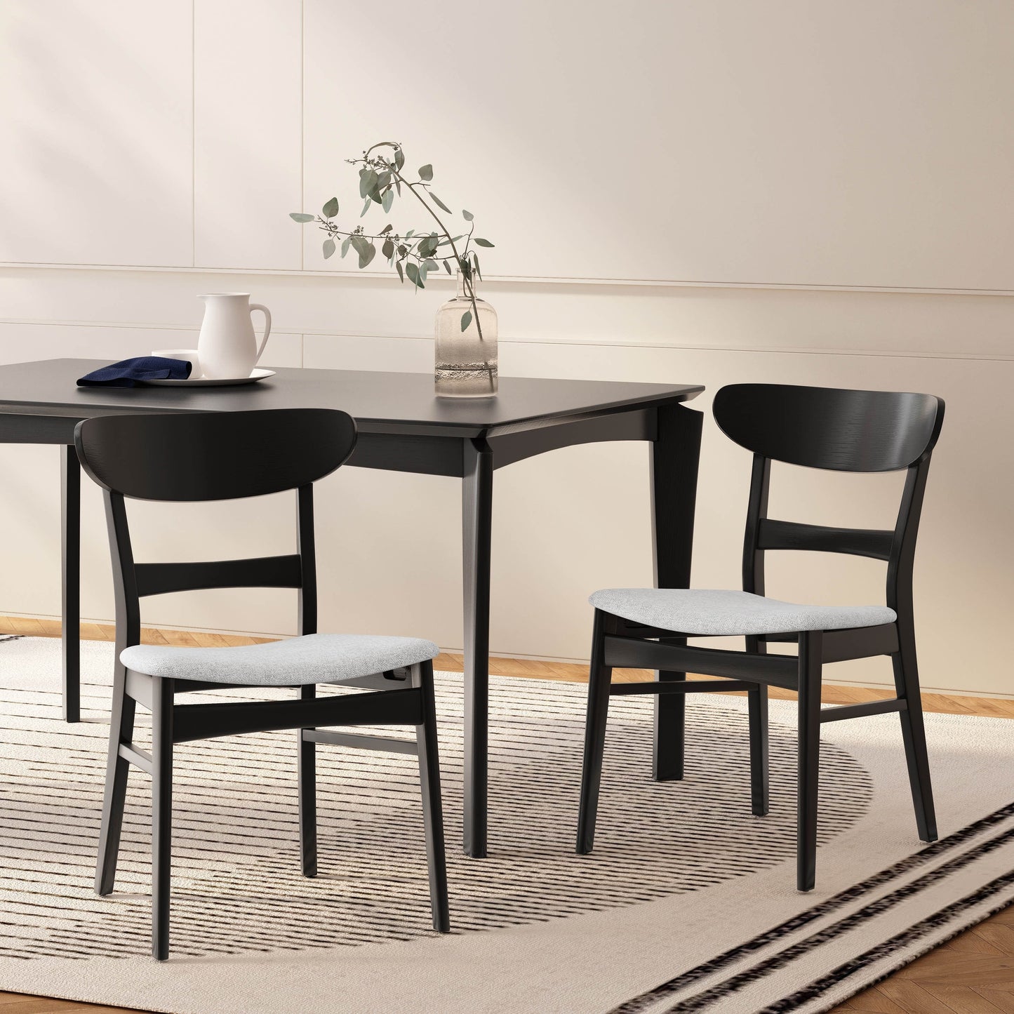 Chaise de salle à manger Abrielle en bois d'acacia rembourré, style moderne du milieu du siècle, par Christopher Knight Home (lot de 2)